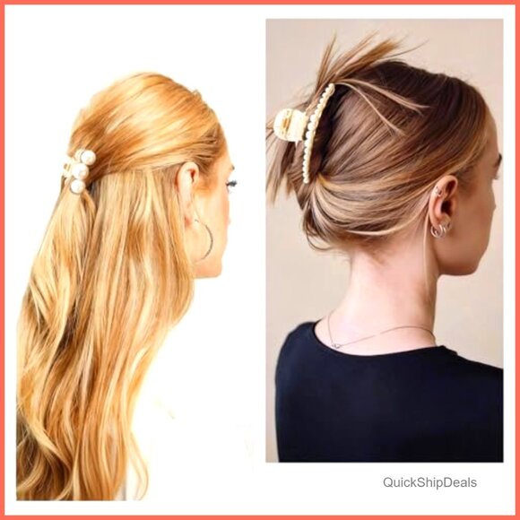 Pearl Hair Claw Clips for Thick Thin Curly Hair Accessories - Picture 4 of 6